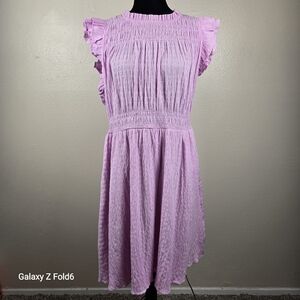 J.Crew Pink Ruffle Sleeve Smocked Dress XXL Cotton‎ Blend NWT Spring Summer